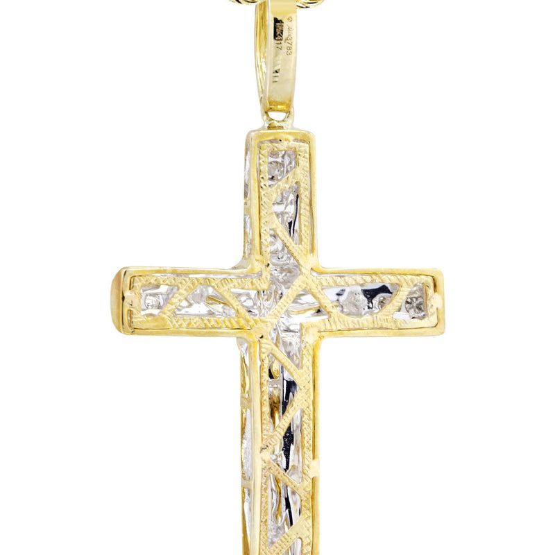 10K Yellow Gold Cross / Crucifix Diamond Necklace  | 0.15 Carats