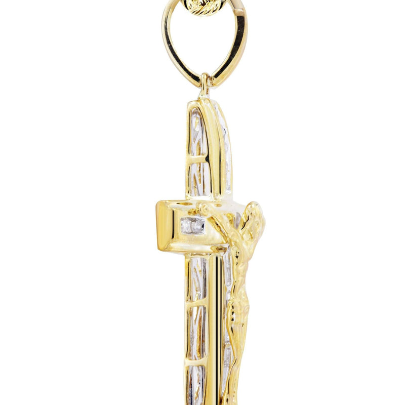 10K Yellow Gold Cross / Crucifix Diamond Necklace  | 0.15 Carats