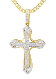 10K Yellow Gold Cross  Diamond Necklace  | 0.36 Carats