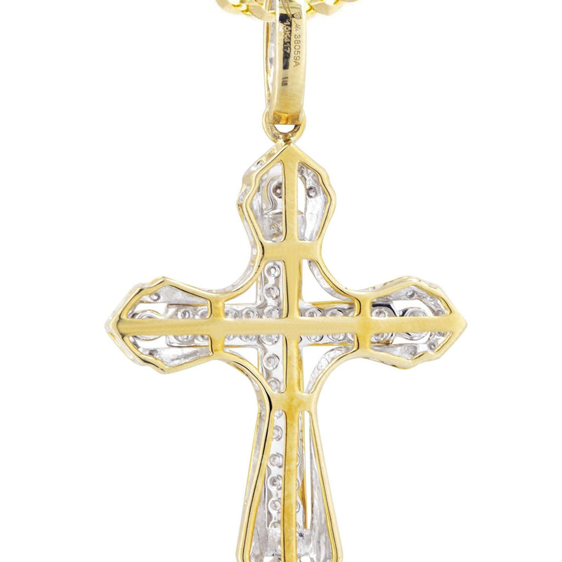 10K Yellow Gold Cross  Diamond Necklace  | 0.36 Carats