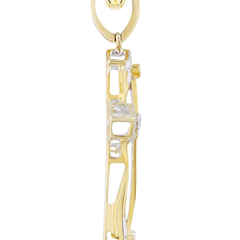 10K Yellow Gold Cross  Diamond Necklace  | 0.36 Carats