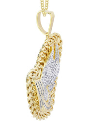 14 Yellow Gold Praying Hands Diamond Necklace | 4.23 Carats