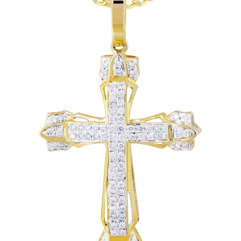 10K Yellow Gold Cross  Diamond Necklace  | 0.58 Carats