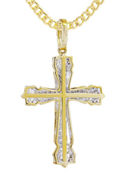 10K Yellow Gold Cross  Diamond Necklace  | 0.58 Carats