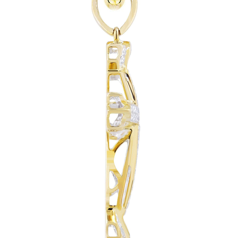 10K Yellow Gold Cross  Diamond Necklace  | 0.58 Carats