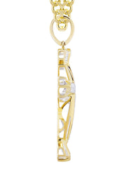 10K Yellow Gold Cross  Diamond Necklace  | 0.58 Carats