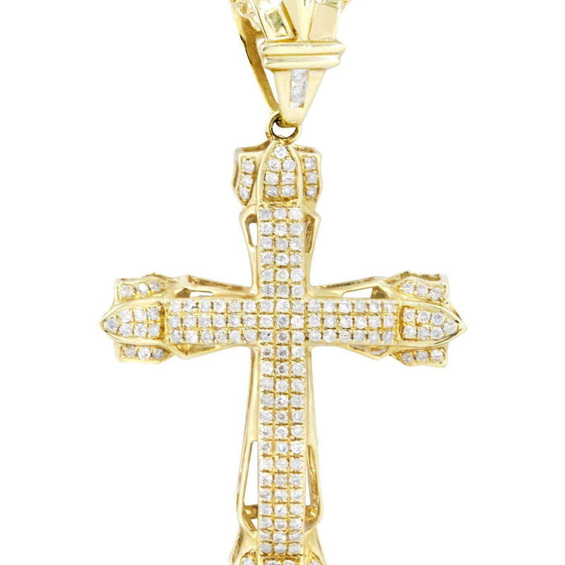 14K Yellow Gold Diamond Cross Necklace  | 0.69 Carats