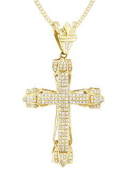 14K Yellow Gold Diamond Cross Necklace  | 0.69 Carats