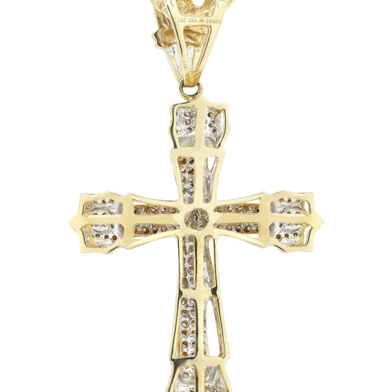 14K Yellow Gold Diamond Cross Necklace  | 0.69 Carats
