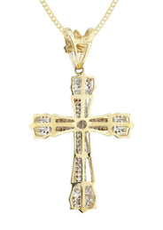 14K Yellow Gold Diamond Cross Necklace  | 0.69 Carats