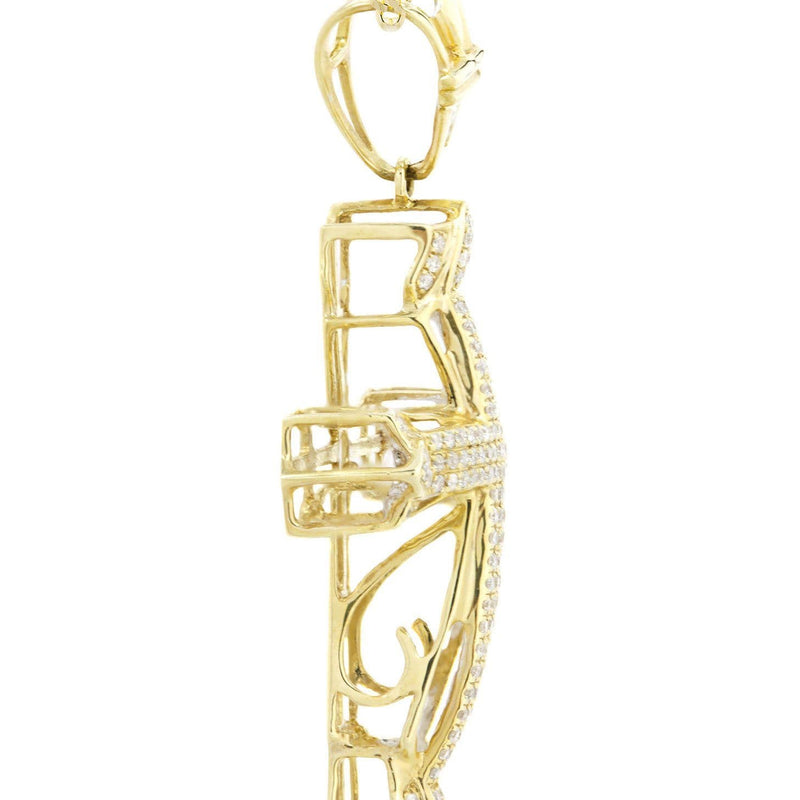 14K Yellow Gold Diamond Cross Necklace  | 0.69 Carats