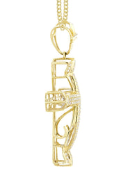 14K Yellow Gold Diamond Cross Necklace  | 0.69 Carats