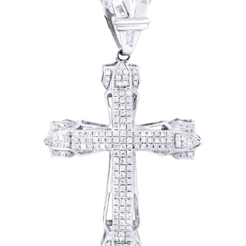 14K White Gold Diamond Cross Necklace  | 0.72 Carats