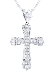 14K White Gold Diamond Cross Necklace  | 0.72 Carats