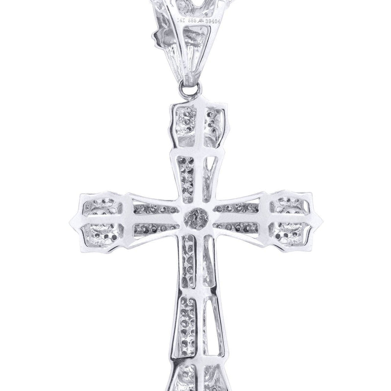 14K White Gold Diamond Cross Necklace  | 0.72 Carats