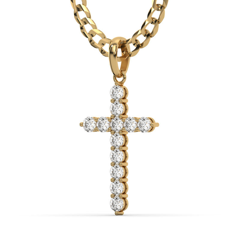 Men's VVS Lab Diamond Customizable Yellow Gold Cross Necklace Pendant