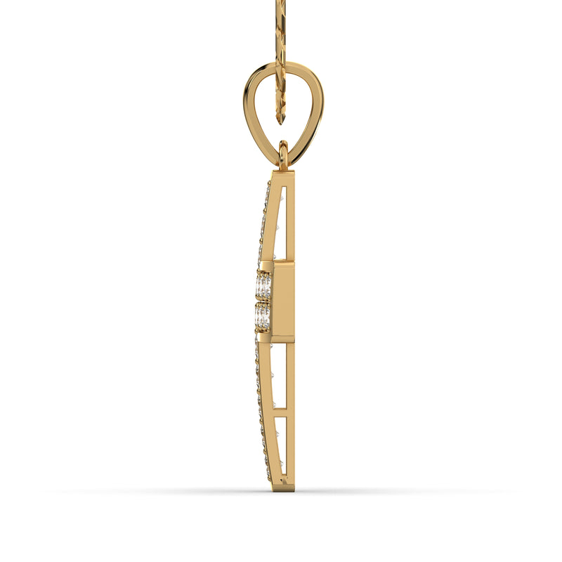 Men's VVS Lab Diamond Customizable Yellow Gold Cross Necklace Pendant