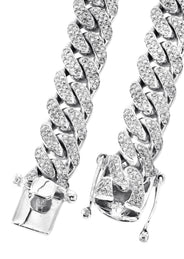 White Gold Iced Out Women Diamond Miami Cuban Link Chain Customizable (10MM-20MM)