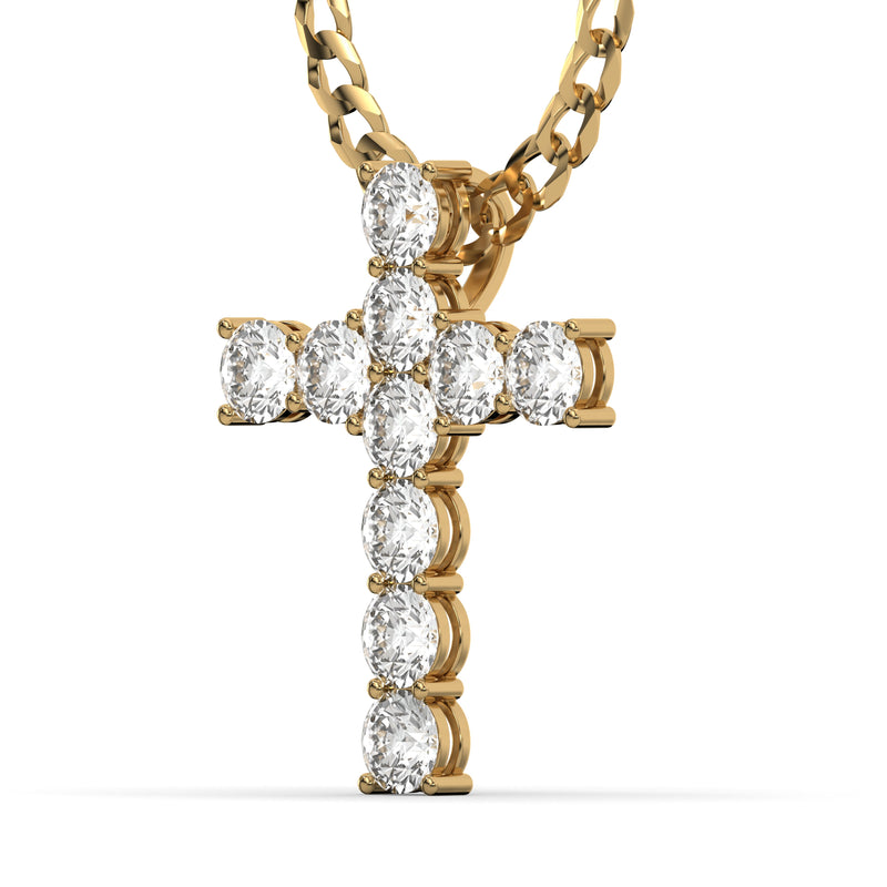 Men's VVS Lab Diamond Customizable Yellow Gold Cross Necklace Pendant