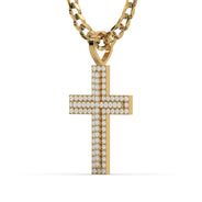 Men's VVS Lab Diamond Customizable Yellow Gold Cross Necklace Pendant