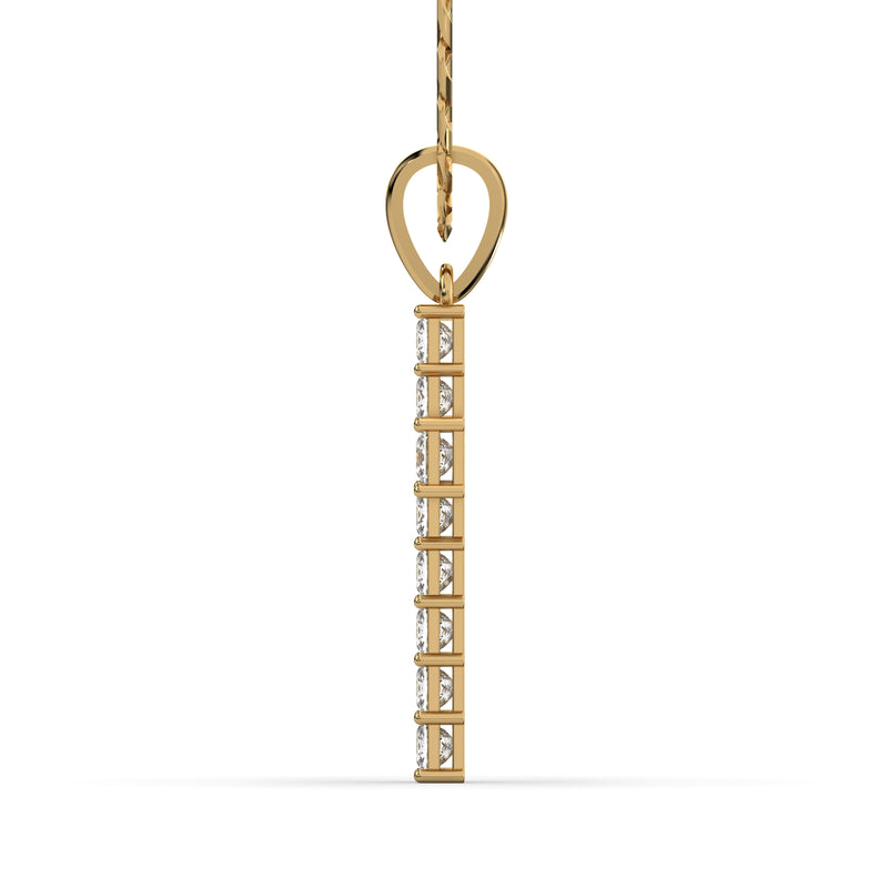 Men's VVS Princess Lab Diamond Customizable Yellow Gold Cross Necklace Pendant