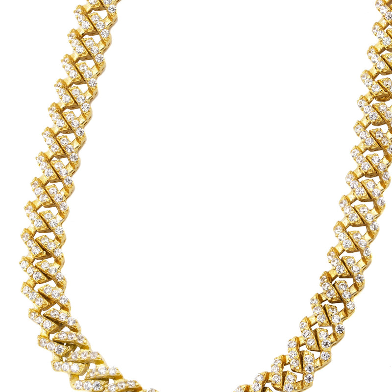 Silver Chain -  Single Row Iced Out Miami Cuban Chain
