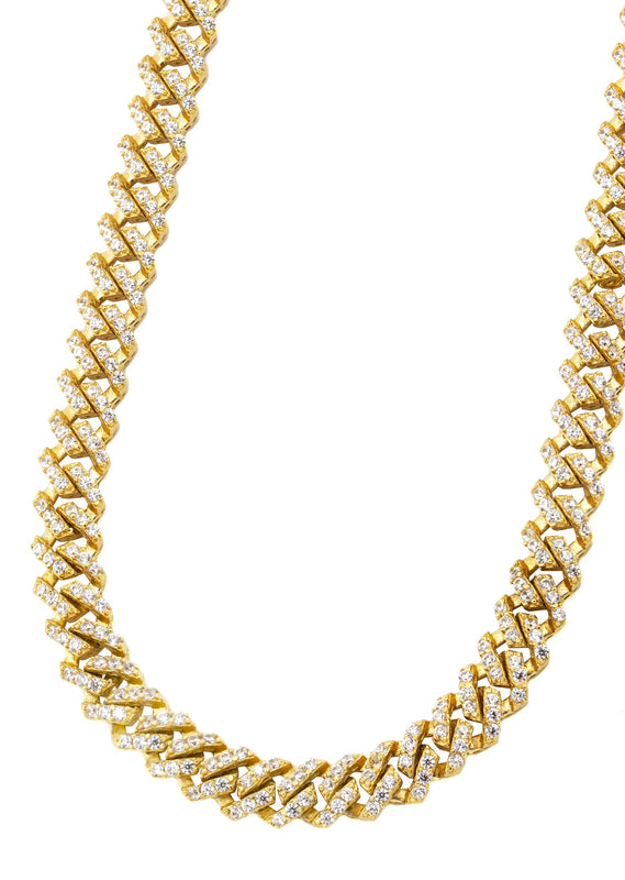 Silver Chain -  Single Row Iced Out Miami Cuban Chain
