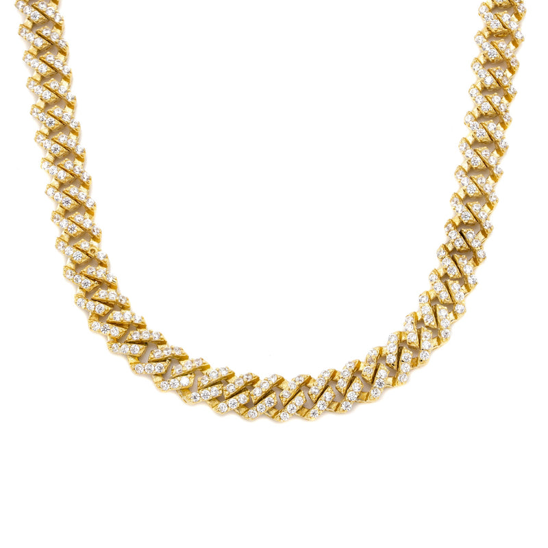 Silver Chain -  Single Row Iced Out Miami Cuban Chain