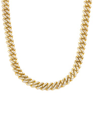 Silver Chain -  Single Row Iced Out Miami Cuban Chain