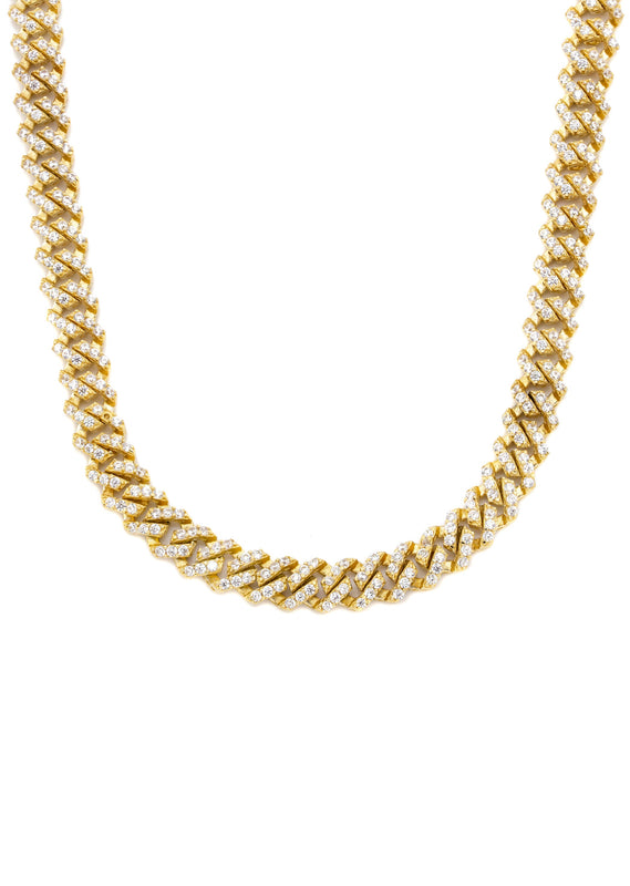 Silver Chain -  Single Row Iced Out Miami Cuban Chain