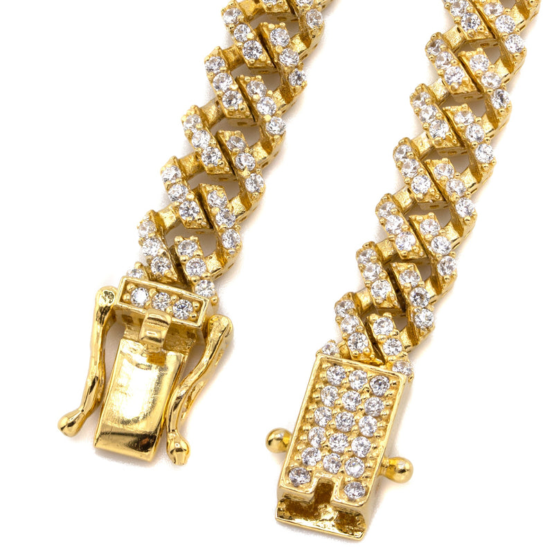 Silver Chain -  Single Row Iced Out Miami Cuban Chain