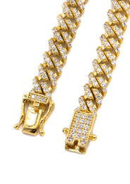 Silver Chain -  Single Row Iced Out Miami Cuban Chain