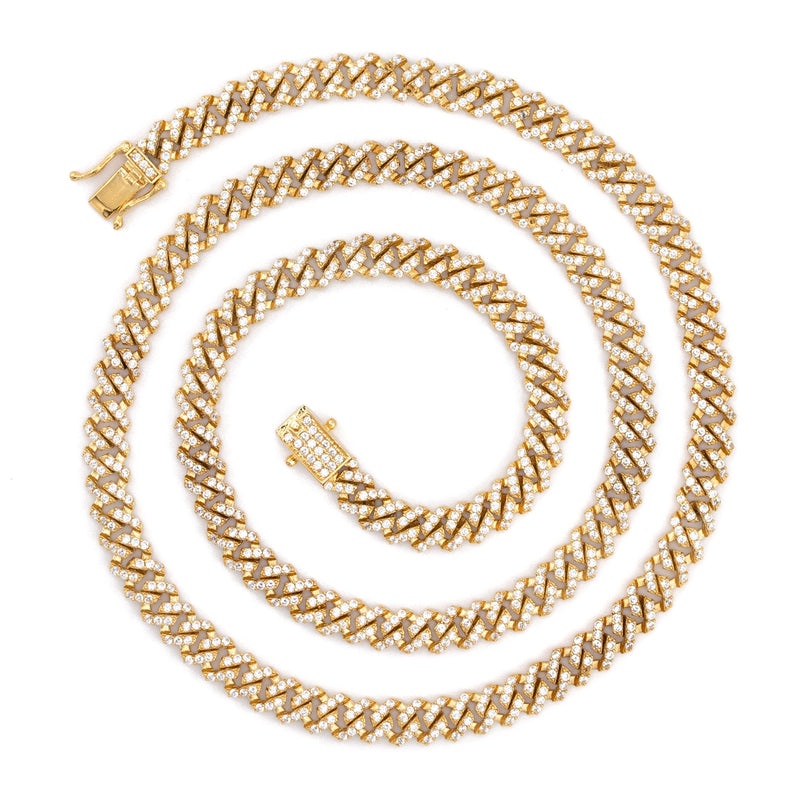 Silver Chain -  Single Row Iced Out Miami Cuban Chain