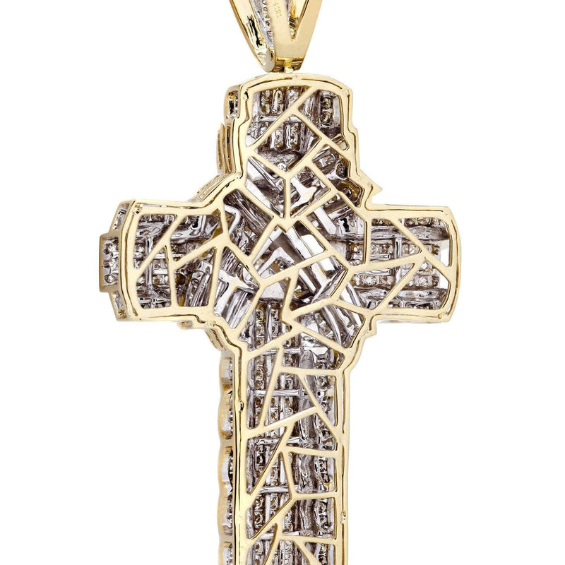 14 Yellow Gold Diamond Cross Necklace  | 6.21 Carats
