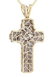 14 Yellow Gold Diamond Cross Necklace  | 6.21 Carats
