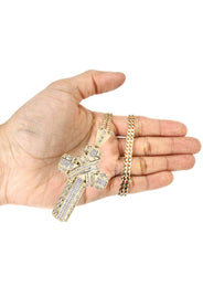 14 Yellow Gold Diamond Cross Necklace  | 6.21 Carats
