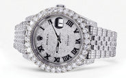 Diamond Iced Out Rolex Datejust 41 | 25 Carats Of Diamonds | Custom Full Diamond Roman Dial | Jubilee Band
