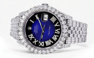 Diamond Iced Out Rolex Datejust 41 | 25 Carats Of Diamonds | Custom Blue Roman Diamond Dial | Jubilee Band