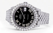 Diamond Iced Out Rolex Datejust 41 | 25 Carats Of Diamonds | Custom Black Roman Diamond Dial | Jubilee Band