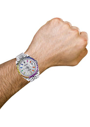 Rolex Datejust 41 Watch | 41 MM | Rainbow Sapphire Bezel | Rainbow Baguettes Diamond Dial | Jubilee Band