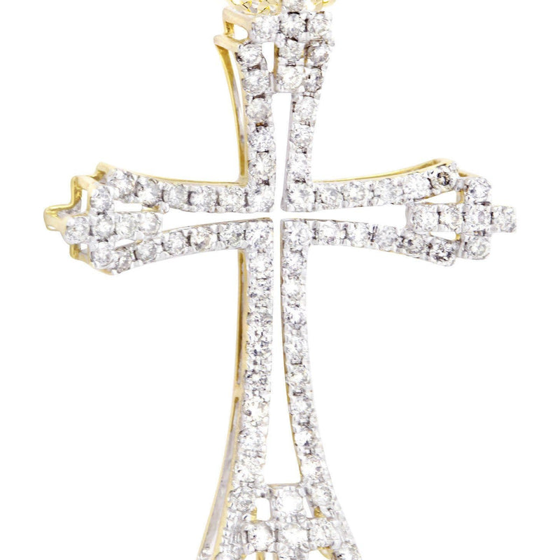 14K Yellow Gold Diamond Cross Necklace  | 1.06 Carats