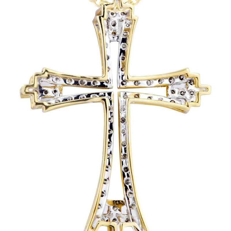 14K Yellow Gold Diamond Cross Necklace  | 1.06 Carats