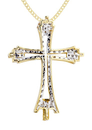 14K Yellow Gold Diamond Cross Necklace  | 1.06 Carats