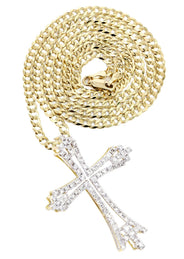 14K Yellow Gold Diamond Cross Necklace  | 1.06 Carats