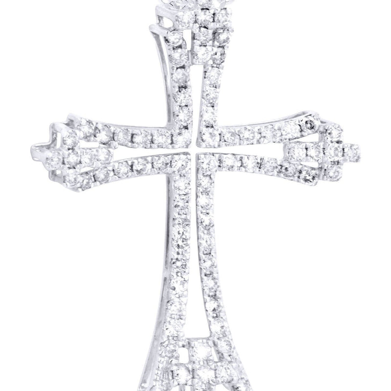 14K White Gold Diamond Cross Necklace  | 1.08 Carats