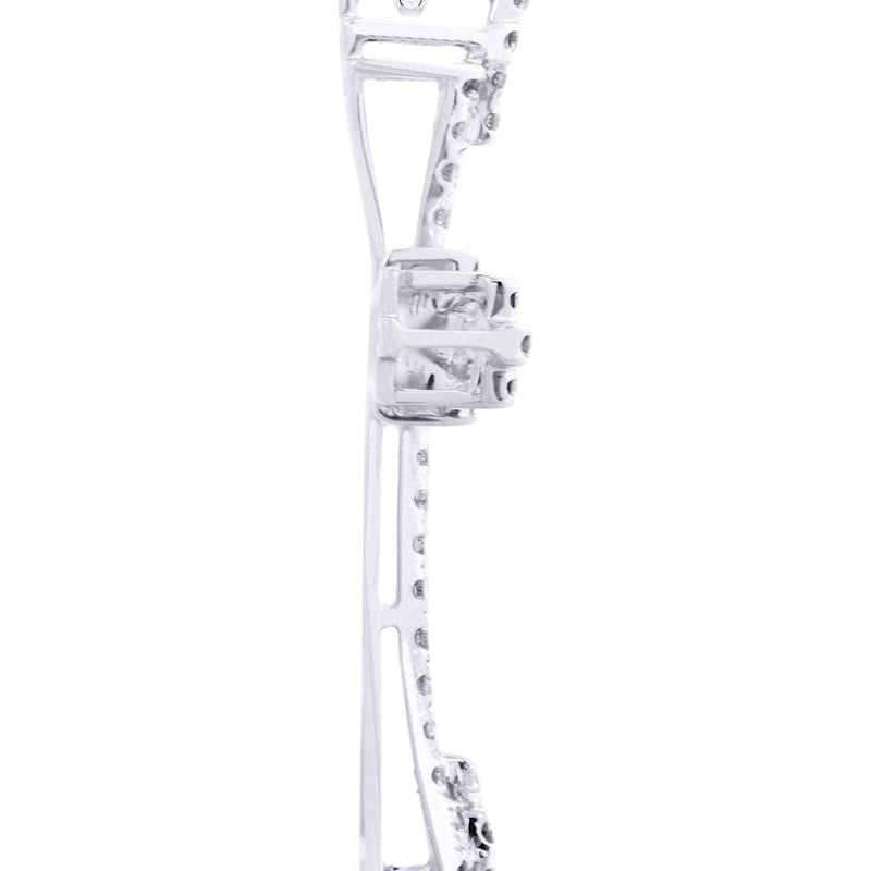 14K White Gold Diamond Cross Necklace  | 1.08 Carats