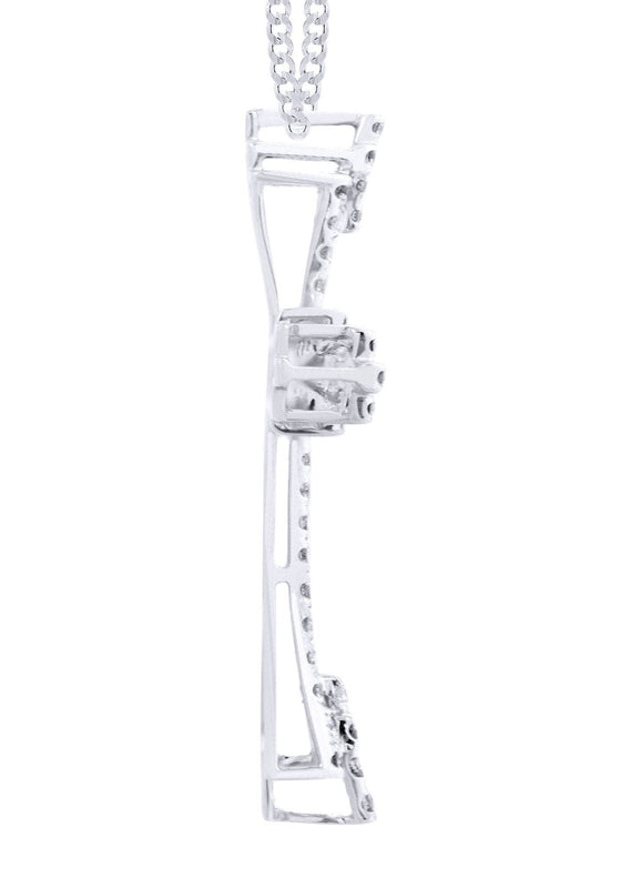 14K White Gold Diamond Cross Necklace  | 1.08 Carats