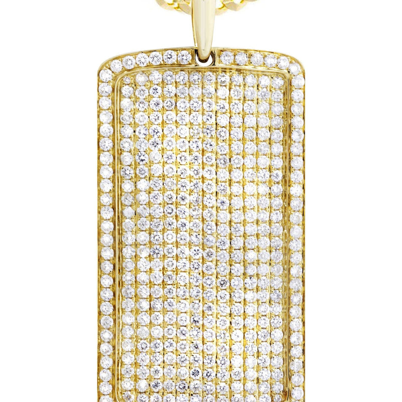 14K Yellow Gold Dog Tag Diamond Necklace  | 6.52 Carats