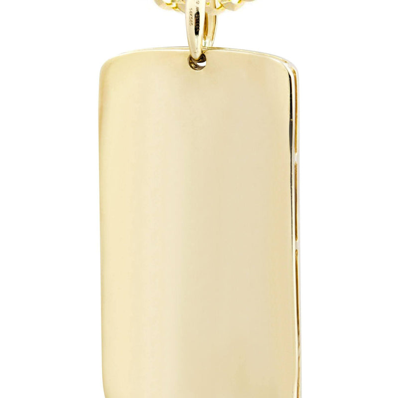 14K Yellow Gold Dog Tag Diamond Necklace  | 6.52 Carats