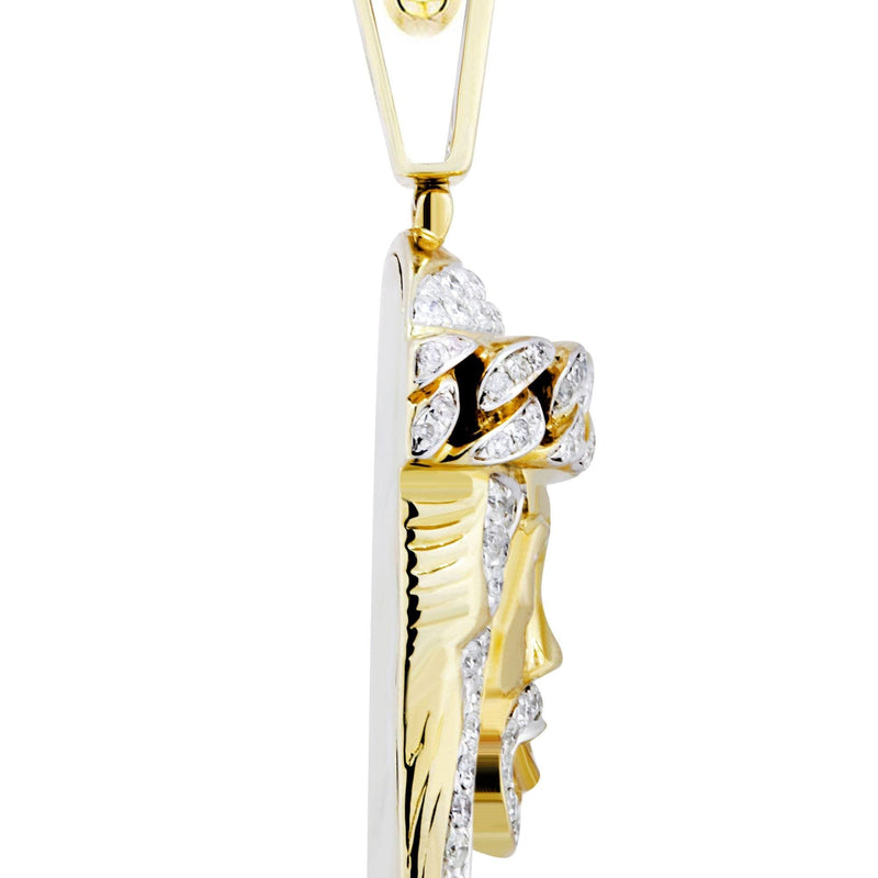 10K Yellow Gold Jesus Head Diamond Necklace  | 2.78 Carats